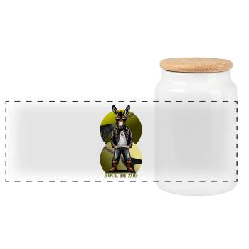 Rock 'n' Roll Donkey - Panoramic Cookie Jar with Wooden Lid - white - Front