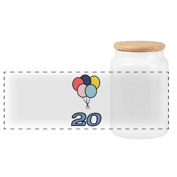 20. 20 ANS. 20e ANNIVERSAIRE. ANNIVERSAIRE 20 ANS. - Boîte à biscuits avec couvercle en bois - blanc - Devant