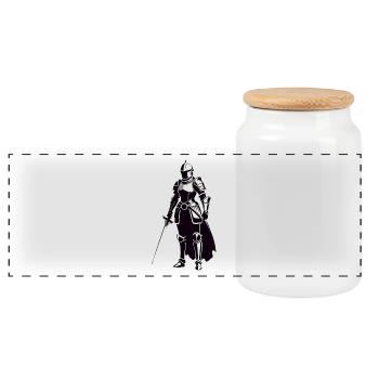 Chevaliers - Design médiéval - Boîte à biscuits avec couvercle en bois - blanc - Devant