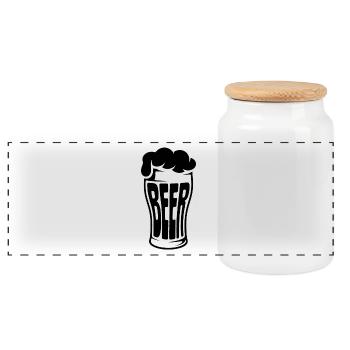 Beer - Funny Beer Logo Tshirt - Panoramic Cookie Jar with Wooden Lid - white - Front