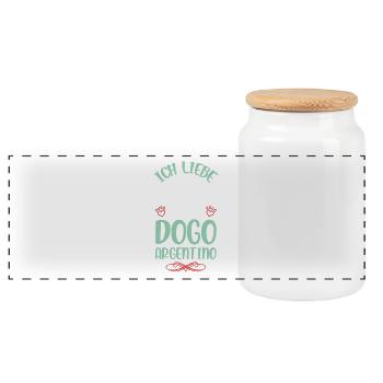 I love my Argentine dog - Panoramic Cookie Jar with Wooden Lid - white - Front