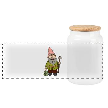 kabouter - Panoramic Cookie Jar with Wooden Lid - white - Front