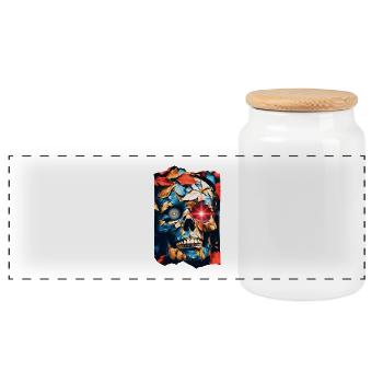 Crâne Pop Art - Boîte à biscuits avec couvercle en bois - blanc - Devant