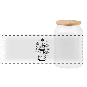Les rennes dansent à travers l’hiver étoilé - Boîte à biscuits avec couvercle en bois - blanc - Devant