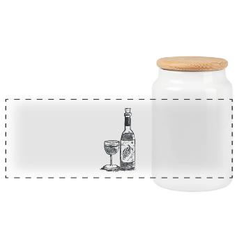 Guter Tropfen - Wein - Weinfasche - Weinglas - Panorama Keksdose mit Holzdeckel - Weiß - Vorne