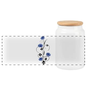 Cornflowers with flowers and grasses - Panoramic Cookie Jar with Wooden Lid - white - Front