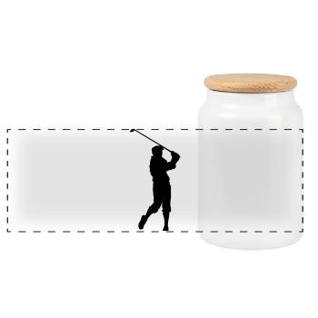golf - Panoramic Cookie Jar with Wooden Lid - white - Front