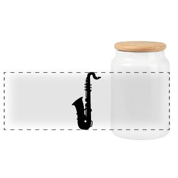 saxophone - Boîte à biscuits avec couvercle en bois - blanc - Devant