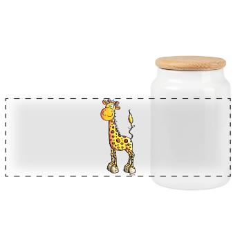Süße Giraffe - Giraffen - Panorama Keksdose mit Holzdeckel - Weiß - Vorne