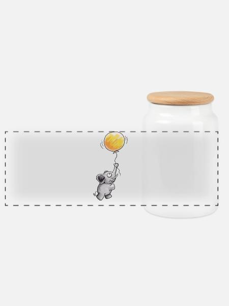 Fly away - Elefant - Panorama Keksdose mit Holzdeckel - Weiß