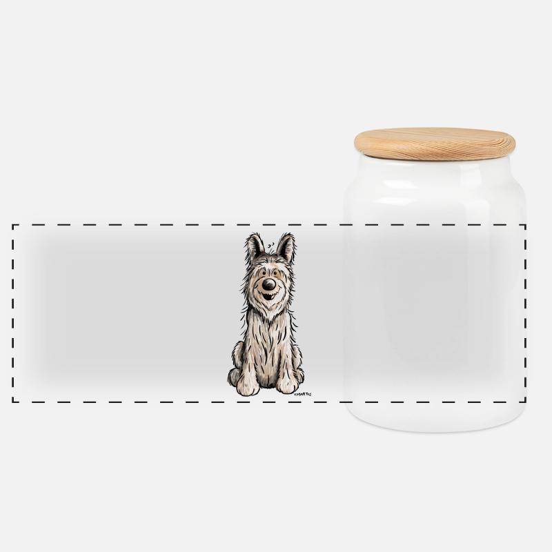 Berger Picard - Hund - Dog -,Comic - Panorama Keksdose mit Holzdeckel - Weiß