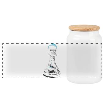 Chess Pawn Chess Player Logo Chess Club - Panoramic Cookie Jar with Wooden Lid - white - Front