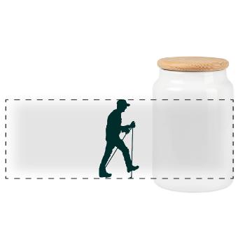 Hiker hiking Nordic walking - Panoramic Cookie Jar with Wooden Lid - white - Front