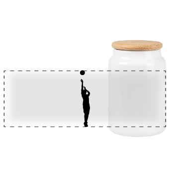 Basketball - Panorama Keksdose mit Holzdeckel - Weiß - Vorne