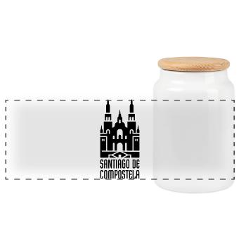 Cathedral of Santiago de Compostela | Santiago - Panoramic Cookie Jar with Wooden Lid - white - Front