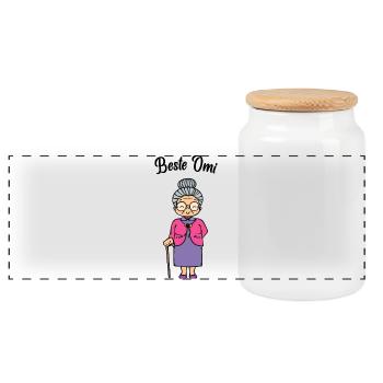 Brille Beste Omi Großmutter Oma Sehschwäche Spruch - Panorama Keksdose mit Holzdeckel - Weiß - Vorne