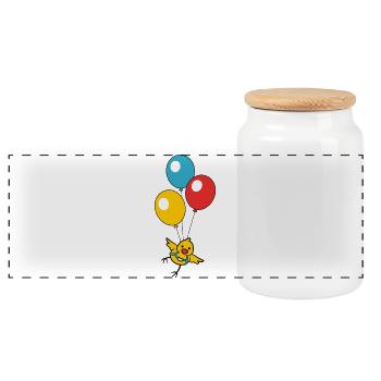 Balloon Chick - Panorama Keksdose mit Holzdeckel - Weiß - Vorne