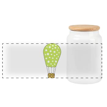 Hot air balloon green - Panoramic Cookie Jar with Wooden Lid - white - Front