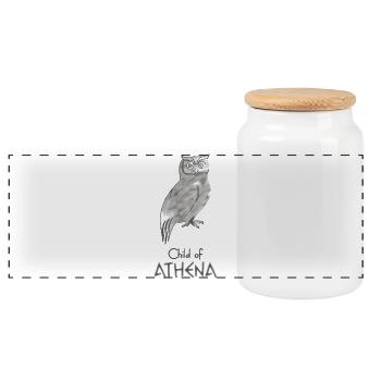 Child of Athena – Percy Jackson inspired design - Panoramic Cookie Jar with Wooden Lid - white - Front