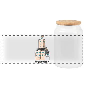 Wartburg bei Eisenach, Thüringen - Panorama Keksdose mit Holzdeckel - Weiß - Vorne