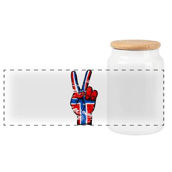 Drapeau de la Norvège Paix Victoire Symbole utilisé - Boîte à biscuits avec couvercle en bois - blanc - Devant