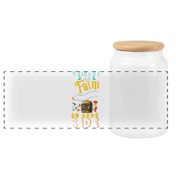 Vaincre la faim c'est toujours un gros bide - Boîte à biscuits avec couvercle en bois - blanc - Devant