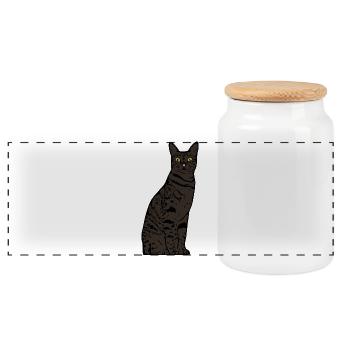 T-shirt cadeau chat - Boîte à biscuits avec couvercle en bois - blanc - Devant