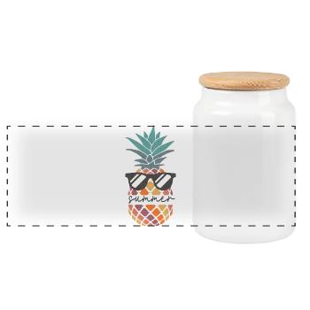 Summer - Panoramic Cookie Jar with Wooden Lid - white - Front
