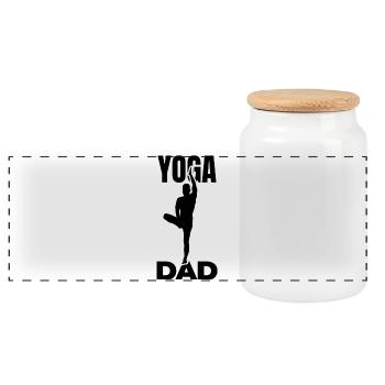 Papa Yoga - Boîte à biscuits avec couvercle en bois - blanc - Devant