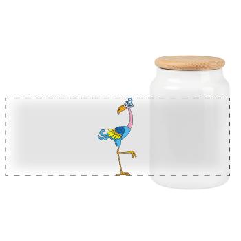 Lustiger Vogel - Panorama Keksdose mit Holzdeckel - Weiß - Vorne