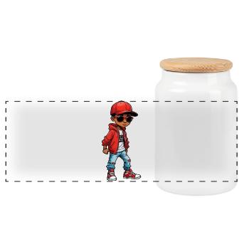 Cool Dessin Animé Adolescent - Boîte à biscuits avec couvercle en bois - blanc - Devant
