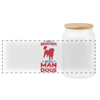 Old Man Who Likes Dogs - Panorama Keksdose mit Holzdeckel - Weiß - Vorne