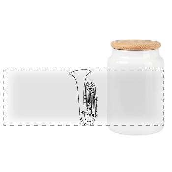 Tuba Sketch - Panoramic Cookie Jar with Wooden Lid - white - Front