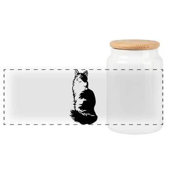 Smoking de chat des forêts norvégiennes - Boîte à biscuits avec couvercle en bois - blanc - Devant