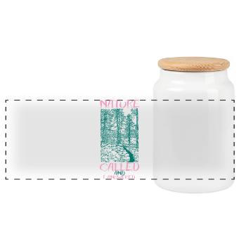 NATURE CALLING - Panoramic Cookie Jar with Wooden Lid - white - Front