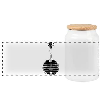 Banjo Sketch - Panoramic Cookie Jar with Wooden Lid - white - Front