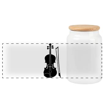 Violon graphique - Boîte à biscuits avec couvercle en bois - blanc - Devant