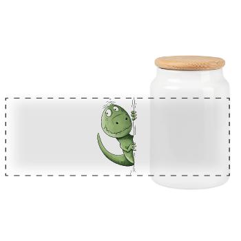 Drolliger T-Rex Dino I Tyrannosaurus Dinosaurier - Panorama Keksdose mit Holzdeckel - Weiß - Vorne