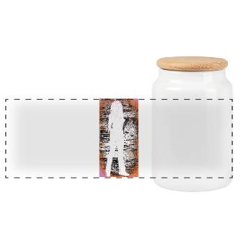 Silhouette sexy women dirty Background color - Panorama Keksdose mit Holzdeckel - Weiß - Vorne