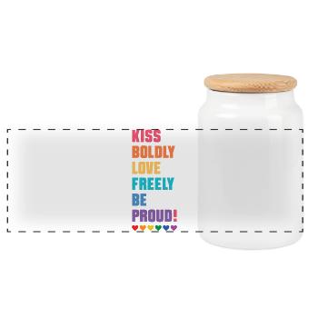 Mois de la fierté LGBTQ - Embrassez audacieusement, aimez librement - Boîte à biscuits avec couvercle en bois - blanc - Devant