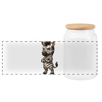 Cooles Zebra gelassen Comic verschränkte Arme  - Panorama Keksdose mit Holzdeckel - Weiß - Vorne