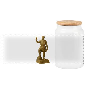 Ancient Philosopher Sculpture with Quote - Panoramic Cookie Jar with Wooden Lid - white - Front