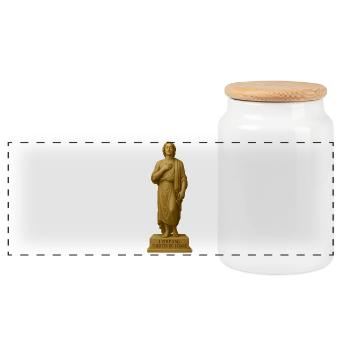 Statue méditative avec citation inspirante - Boîte à biscuits avec couvercle en bois - blanc - Devant