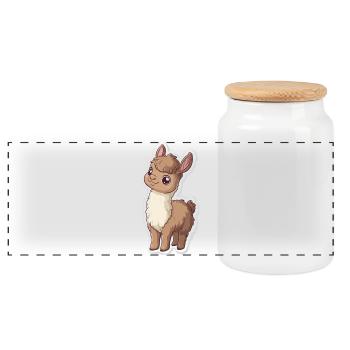 Llama Alpaca Llama Animal Gift - Panoramic Cookie Jar with Wooden Lid - white - Front
