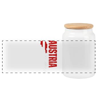 Made in Austria, vertical design - Panoramic Cookie Jar with Wooden Lid - white - Front