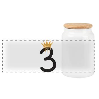 3 - Panoramic Cookie Jar with Wooden Lid - white - Front