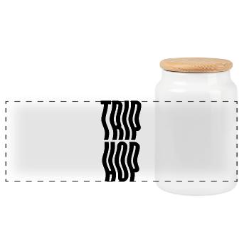 Trip Hop Geometrisches Strichkunst-Design - Panorama Keksdose mit Holzdeckel - Weiß - Vorne