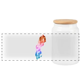 Suède - Sverige - Suède - abstrait - carte - Boîte à biscuits avec couvercle en bois - blanc - Devant