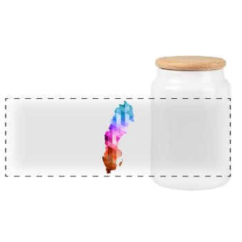 Suède - Sverige - Suède - abstrait - carte - Boîte à biscuits avec couvercle en bois - blanc - Devant