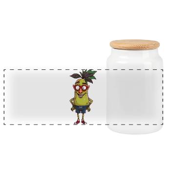 fruit - Panoramic Cookie Jar with Wooden Lid - white - Front